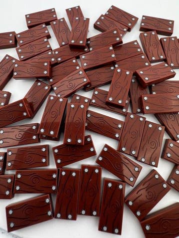 Lego Briques - 100* Custom 1x2 tile Houten Reddish brown, Nieuw