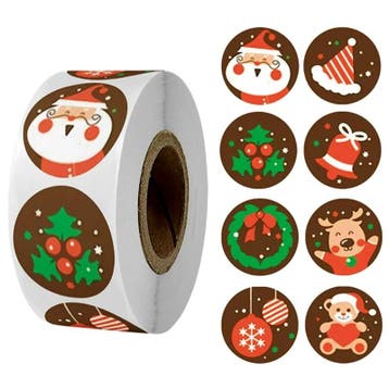 500 Kerst Stickers Op Rol - 2.5cm - Kerststickers -, Verzenden