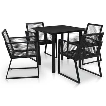 vidaXL 5-delige Tuinset PVC-rattan zwart, Tuin en Terras, Verzenden, Nieuw, Tuinset