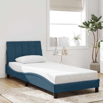 vidaXL Bedframe zonder matras Hanko fluweel blauw 90x200, Verzenden, Nieuw