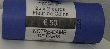 Frankrijk. 2 Euro 2025 Notre Dame de Paris (25 monete) in