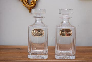 Fles (2) - Decanter Whisky en Cognac - .925 zilver - in