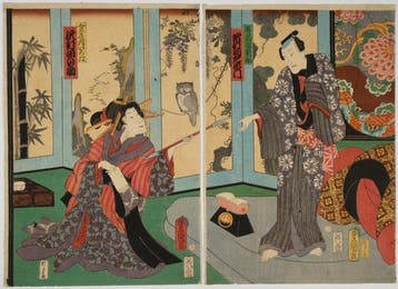 Kabuki-diptiek — Izutsuya Shinsuke en anderen, uit Kutsuwa