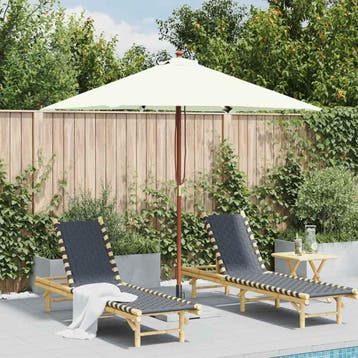 vidaXL Parasol met houten paal 150x200 cm zandkleurig, Verzenden, Nieuw