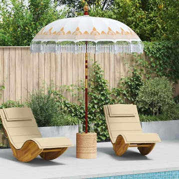 vidaXL Balinese Parasol 190 x 190 x 260 cm Katoen Rond, Verzenden