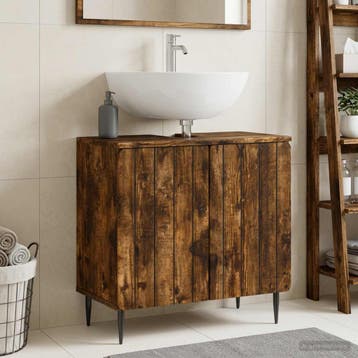 vidaXL Wastafel kabinet voor de badkamer ZWOLLE Gerookt, Verzenden, Nieuw