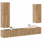 vidaXL 4-delig Tv-meubelset wandmontage bewerkt hout, Verzenden