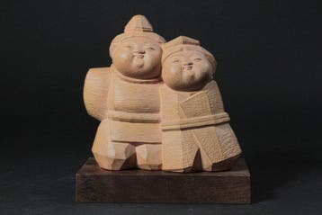 Wooden Hina Dolls from the “Fukutaro” Series by Tatsuma