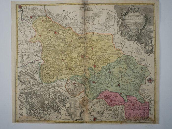 Polen - Silezië, Breslau; Lotter - Nova Mappa Geographica, Boeken, Atlassen en Landkaarten