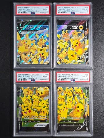Pokémon - 4 Graded card - Pikachu V-UNION 025/028, 026/028,