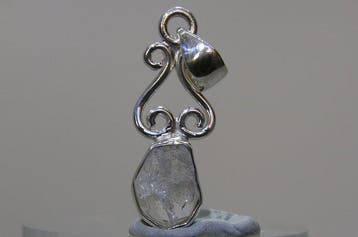 Witte Herkimer-diamant Hanger - Hoogte: 33 mm - Breedte: 10
