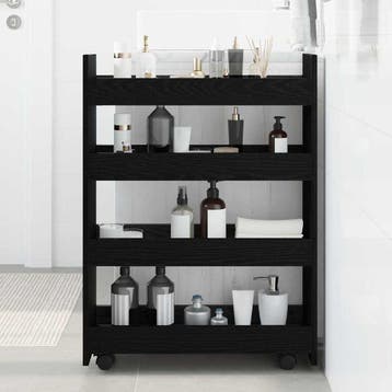 vidaXL Smalle Opslag Trolley Zwart Eiken 60 x 20 x 82 cm, Verzenden, Nieuw