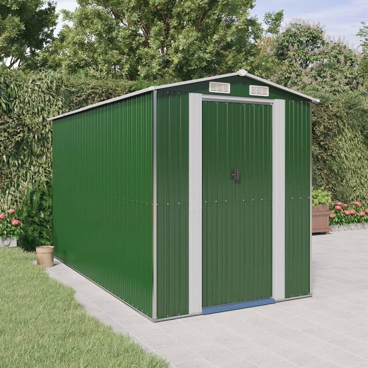vidaXL Tuinschuur 192x357x223 cm gegalvaniseerd staal groen, Jardin & Terrasse, Abris de jardin, Envoi