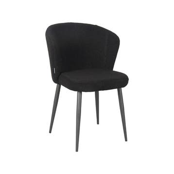 Stoel Whirl | Zwart | Teddy | Zwart Metalen Frame | 2 stuks, Verzenden