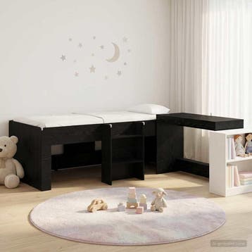 vidaXL Kinderhoogslaper met bureau Zwart eiken 80 x 200 cm, Huis en Inrichting, Verzenden, Nieuw