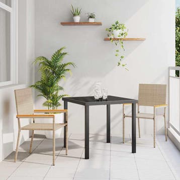 vidaXL Tuin stapelstoelen 2 st Crème en bruin, Tuin en Terras, Verzenden, Nieuw