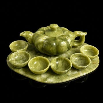 Theepot (9) - Serpentin Naturale - Handgemaakt -1069g