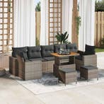 vidaXL Tuinbank Set met kussen 13 pcs Grijs poly rattan, Verzenden, Nieuw