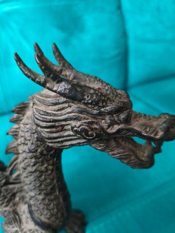 Statue, bronzen chinese draak massief 1780 gr - 29 cm -