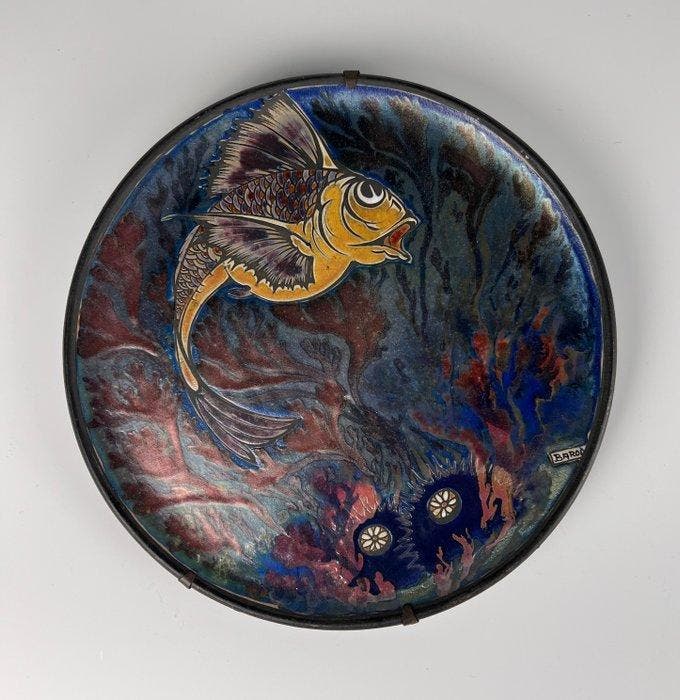 Assiette murale - Faïence - Jean Barol - Monde sous-marin, Antiquités & Art, Antiquités | Verre & Cristal