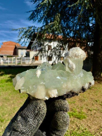 Prachtige witte Moderniet-bal op groene kubische