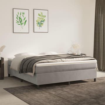 vidaXL Boxspring bed 160x200 cm fluweel lichtgrijs, Verzenden