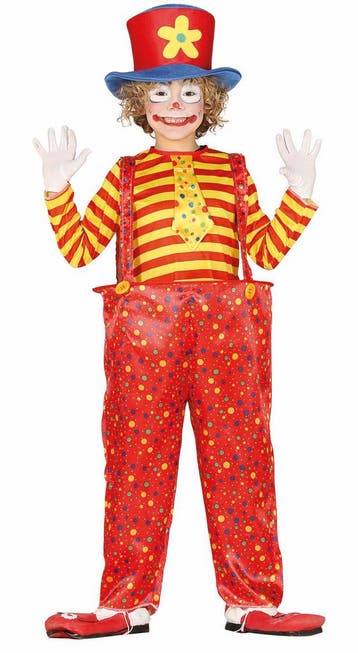 Clowns Kostuum Kind Rood Geel, Kinderen en Baby's, Carnavalskleding en Verkleedspullen, Verzenden, Nieuw