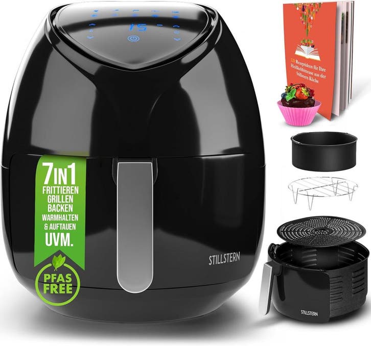 Airfryer - Heteluchtfriteuse - 6,5 Liter - 1800W - Zwart - S, Elektronische apparatuur, Airfryers, Nieuw, Verzenden