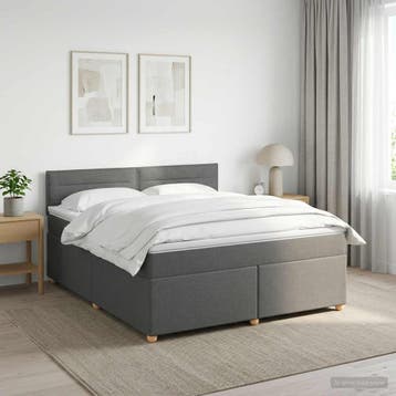vidaXL Boxspringbed met matras Donkergrijs 160 x 200 cm Stof, Verzenden, Nieuw
