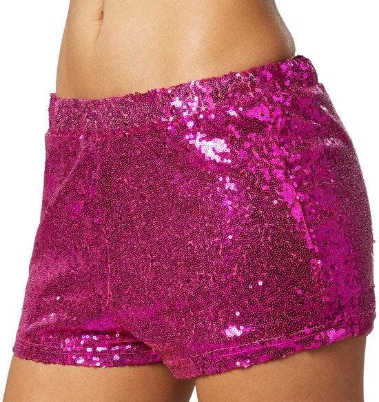 2dekans | Dressforfun Pailletten-short pink M -, Kleding | Dames, Broeken en Pantalons, Ophalen of Verzenden