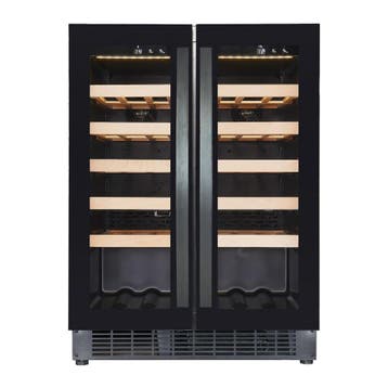 Wijnkoelkast 100L | 40 flessen | 2 Glazen deur | Zwart | 2, Verzenden, Nieuw in verpakking