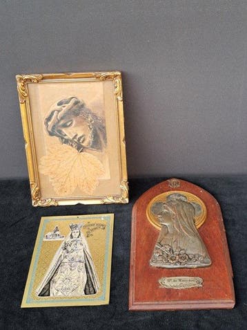 Religieuze wanddecoraties - Plaque (3) - Verzilverd messing, Antiek en Kunst