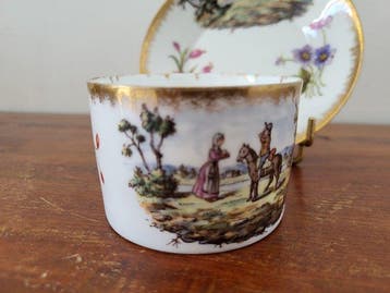 Porcelaine de Paris - Kop en schotel - somptueuse grande, Antiquités & Art
