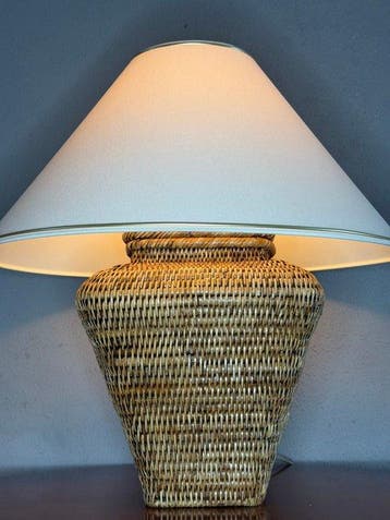 Tafellamp - Rattan, Textiel - Chique high-end 53 cm!, Nieuw