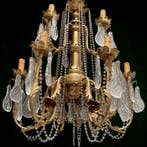 Lustre - Douze lumières avec des gouttes de cristal, Antiquités & Art