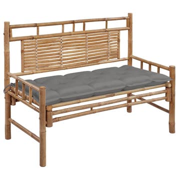 vidaXL Tuinbank met kussen 120 cm bamboe, Verzenden, Nieuw