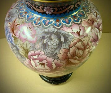 Vase - Laiton, Céramique - Chine - Grand Vase Cloisonné