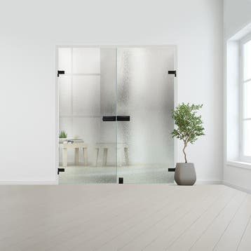 Glazen dubbele binnendeur voor opdek kozijn zwart beslag-Cre, Doe-het-zelf en Bouw, Verzenden, Nieuw