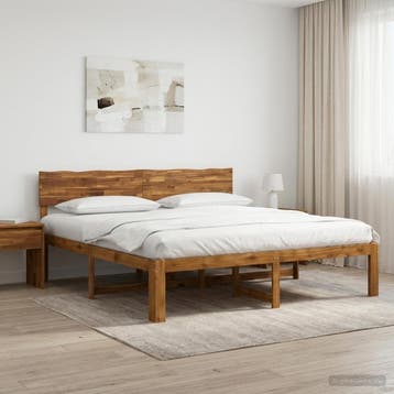 vidaXL Tweepersoonsbed met hoofdbord ROSTOCK Naturel 200 x, Huis en Inrichting, Slaapkamer | Bedden, Verzenden, Nieuw