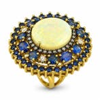 Bague - 18 carats Or jaune, Exclusif en or jaune 18K, saphir
