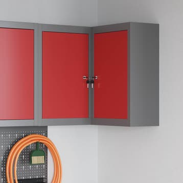 vidaXL Gereedschapskast met plank Rood en Grijs 55 x 55 x 55, Verzenden