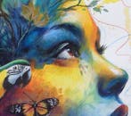 Gala - Original fantasy painting - Flight forms, Antiek en Kunst