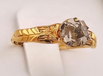 Zonder minimumprijs - Ring - 9 kt. Geel goud, Zilver Diamant, Nieuw