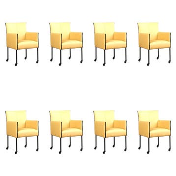 Set van 8 Leren eetkamerstoelen More - Toledo Dessert, Ophalen of Verzenden