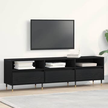 vidaXL TV Kast 150 x 30 x 44,5 cm Zwart Eiken Bewerkt hout, Huis en Inrichting, Verzenden, Nieuw