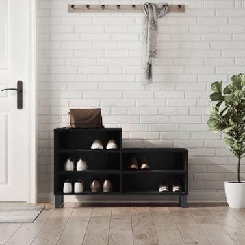 vidaXL Schoenenkast 102x36x60 cm bewerkt hout zwart, Verzenden, Nieuw