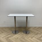 sta-tafel / bartafel 140x70 cm, wit - chroom, Huis en Inrichting, Gebruikt
