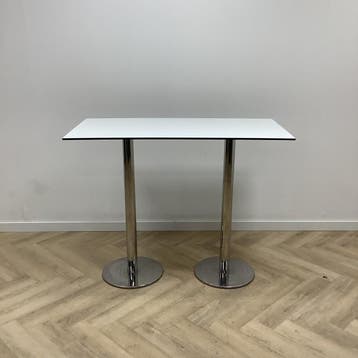 sta-tafel / bartafel 140x70 cm, wit - chroom, Maison & Meubles, Pièces pour table