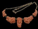 Collier - 18 carats Or jaune Corail rouge - Corail rouge -