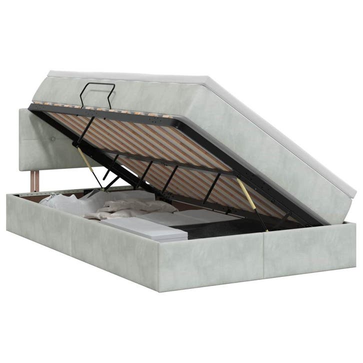 vidaXL Opbergbed met hoofdeinde Lichtgrijs 120 x 200 cm, Huis en Inrichting, Slaapkamer | Bedden, Nieuw, Verzenden